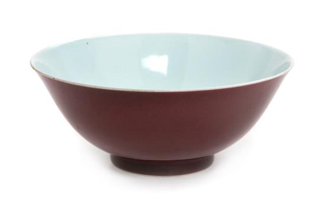 * A Copper Red Glazed Porcelain Bowl Diameter 7 3/4 (1 of 2)