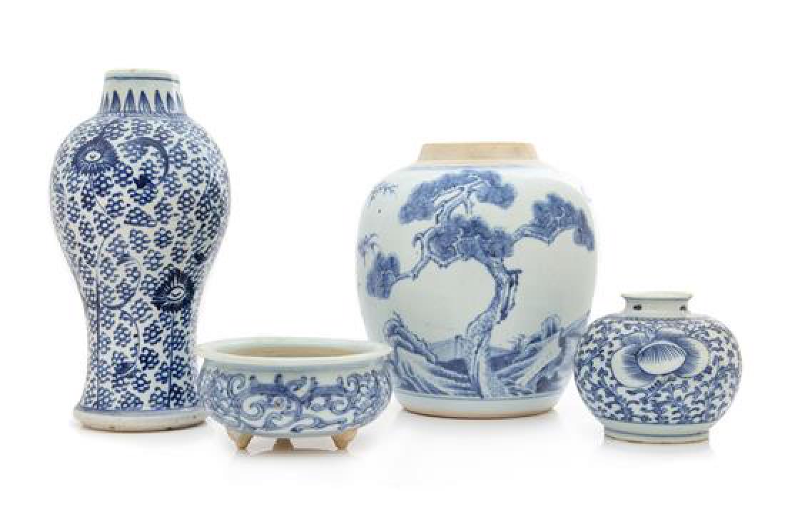Four Blue and White Glazed Porcelain Articles Height of (1 of 1)