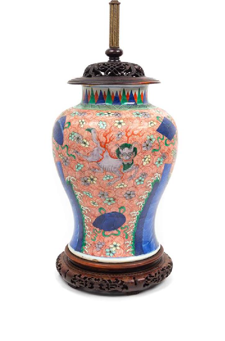 * A Wucai Porcelain Jar Height of jar 14 1/ 2 inches. (1 of 3)