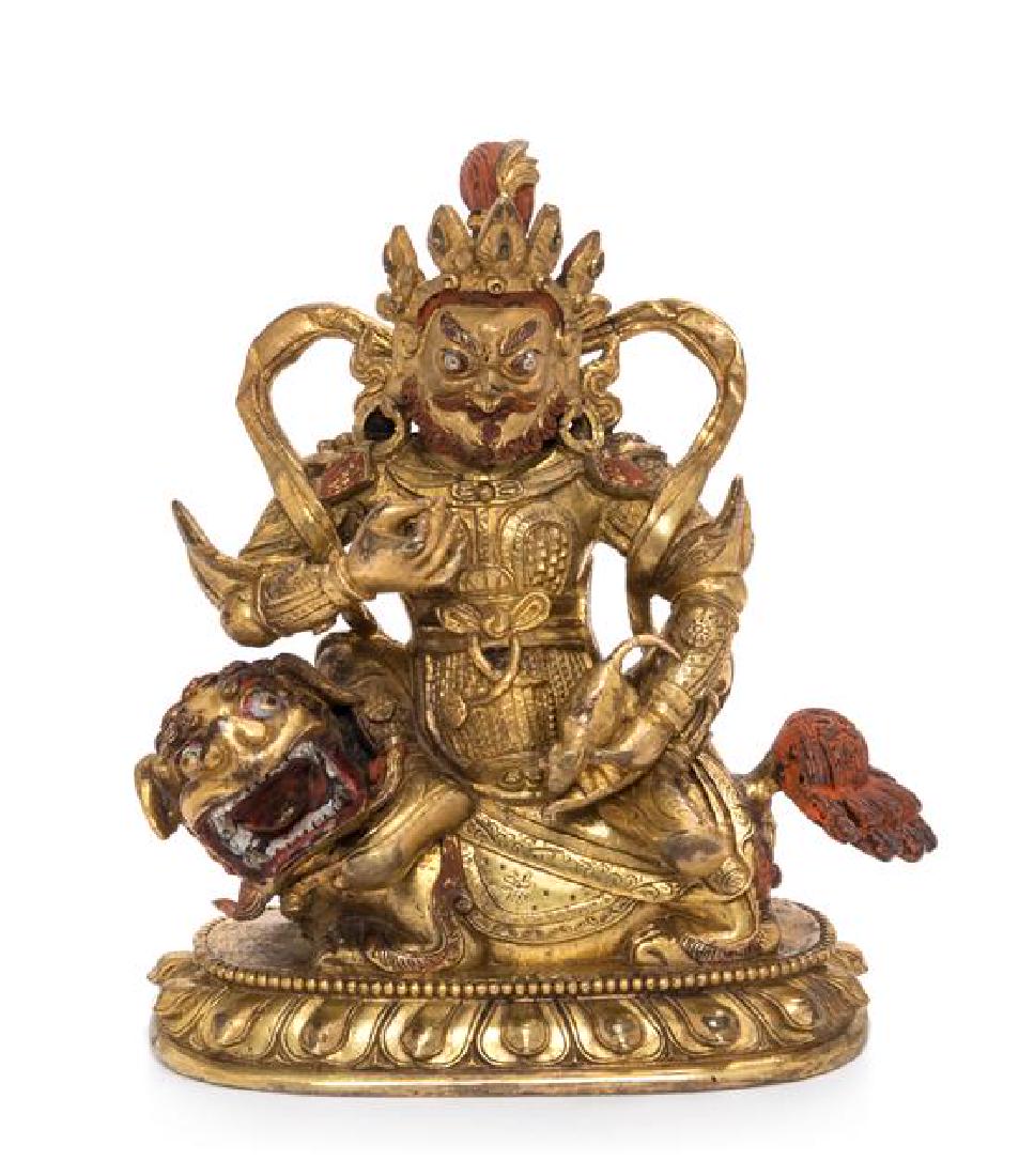 A Sino-Tibetan Gilt Bronze Figure of Kubera Height 4 (1 of 2)