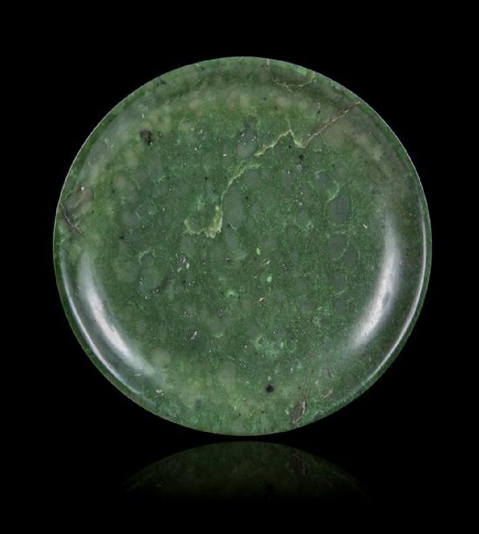 A Spinach Jade Plate Diameter 10 1/2 inches.
