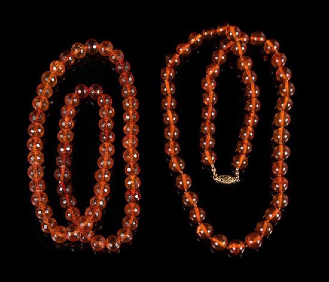 Two Amber Beaded Necklaces Length of longest 26 1/2 (1 of 1)