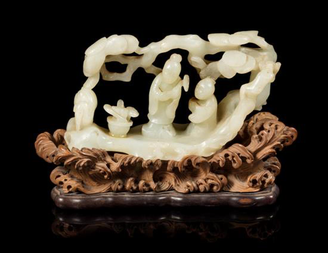 A White Jade Figural Group Length 5 1/2 inches. (1 of 2)