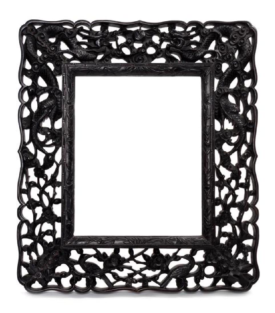 A Carved Zitan Picture Frame Height 16 1/2 x width 14 (1 of 1)