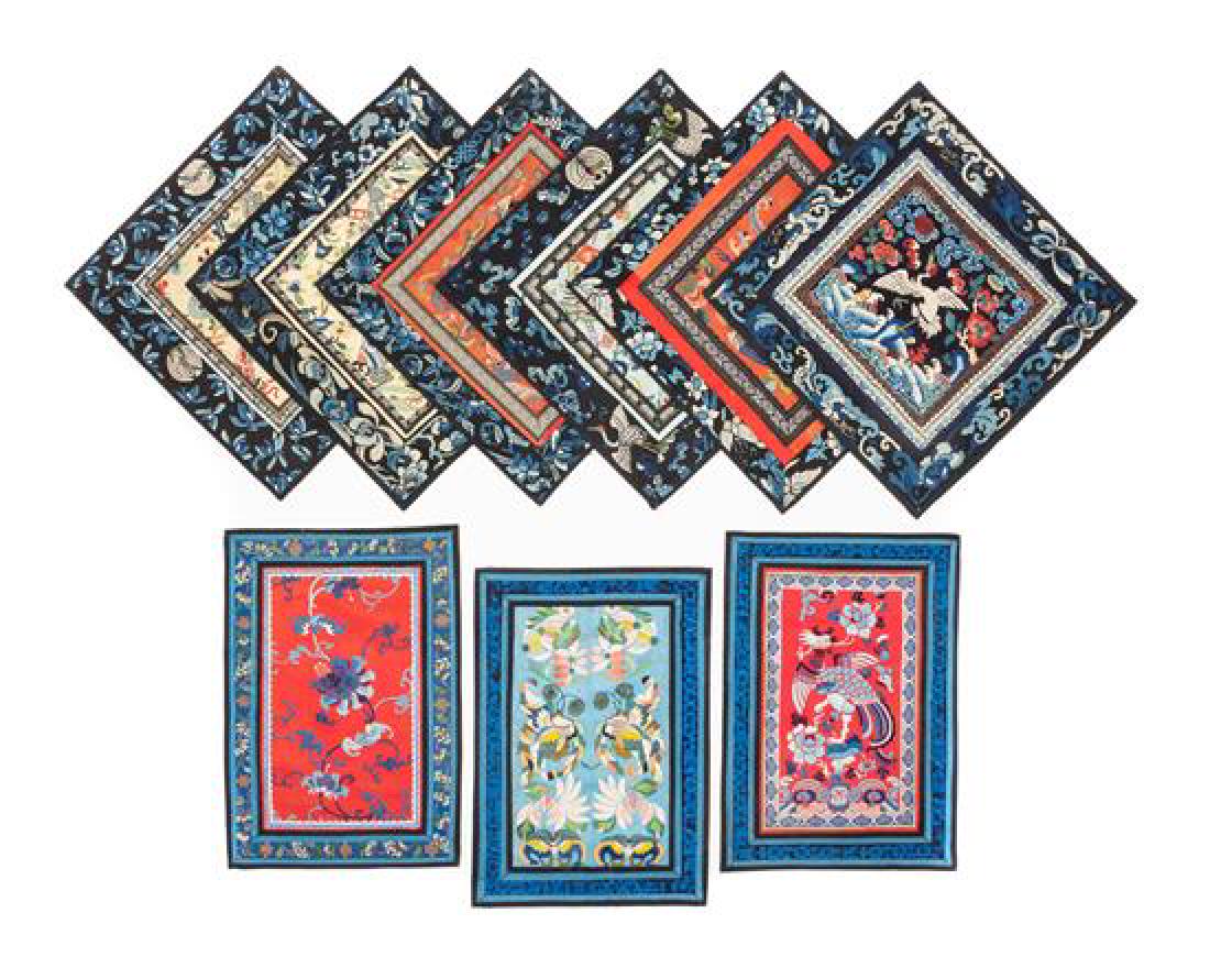 * Seventeen Embroidered Silk Articles Lenght of larges (1 of 2)