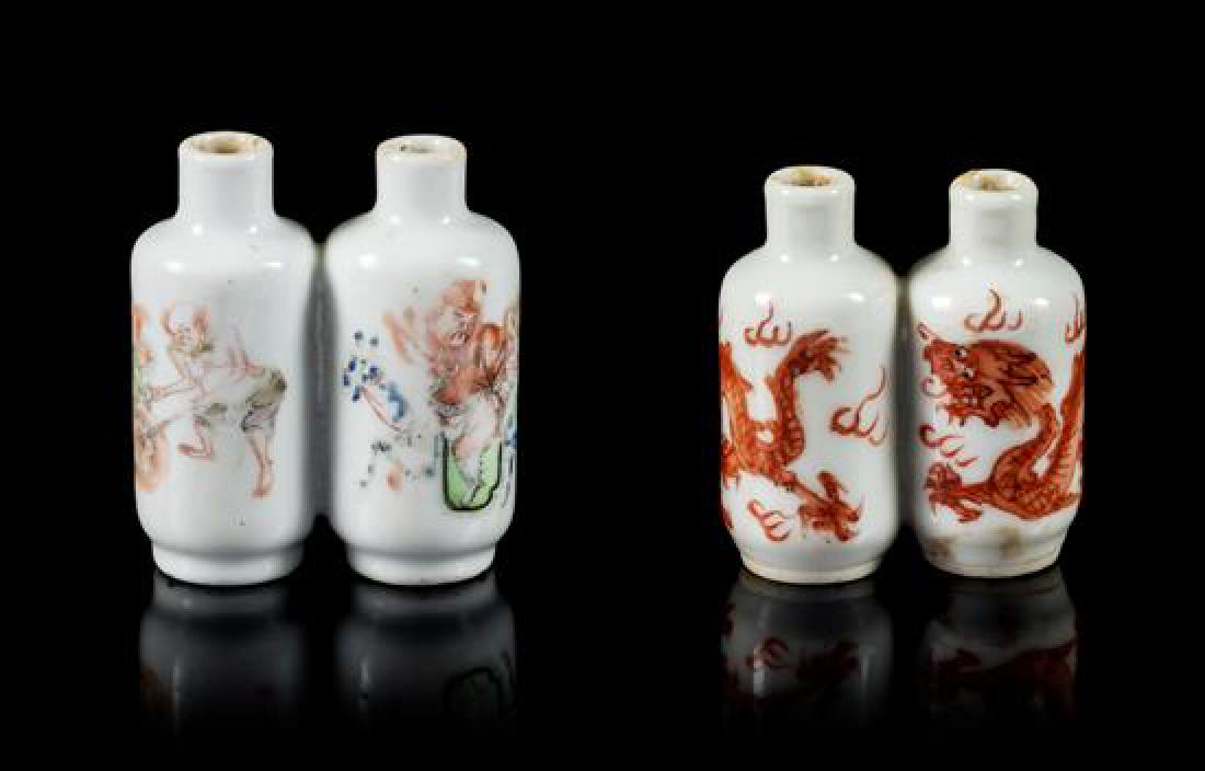 Two Double-Bottle Porcelain Snuff Bottles Height of (1 of 2)
