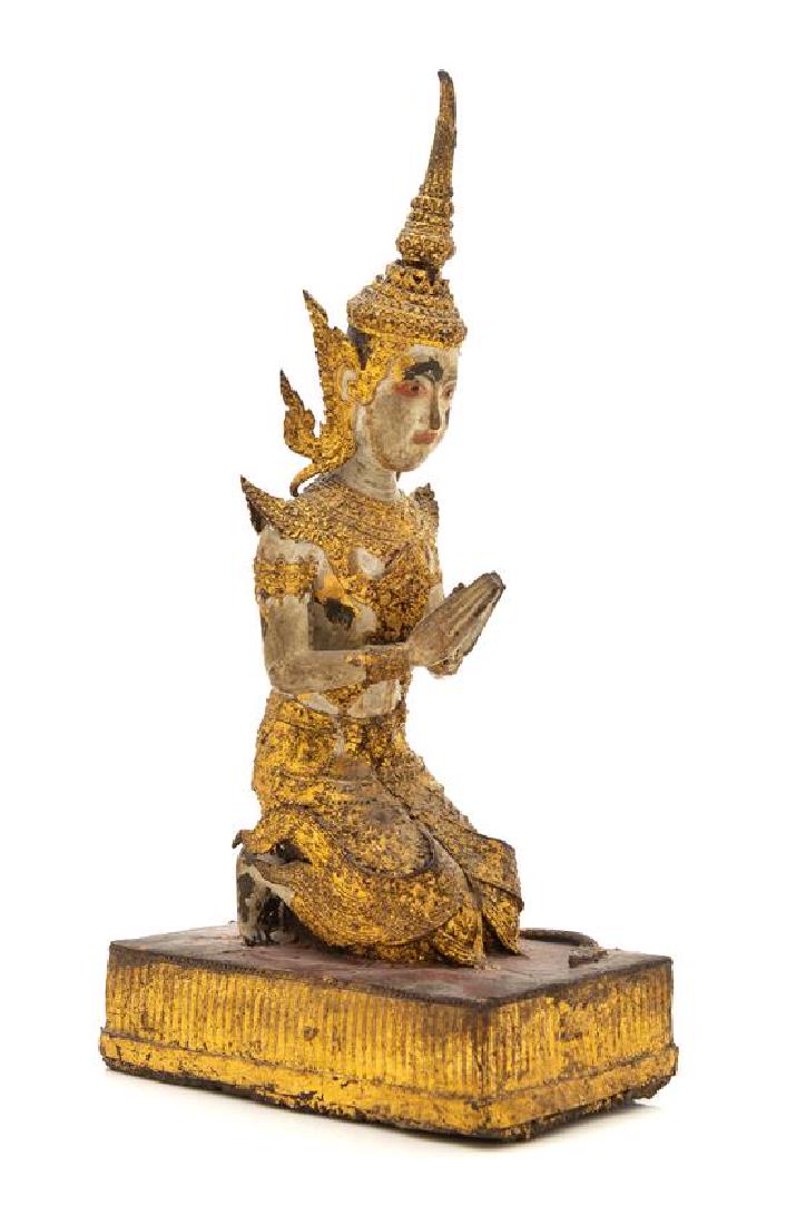 * A Thai Gilt Bronze Figure of a Kneeling Deity Height (1 of 1)