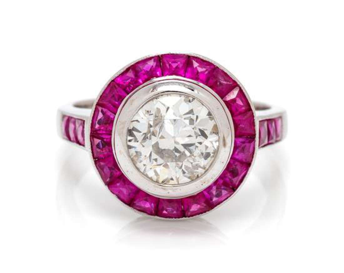 A White Gold, Diamond and Pink Sapphire Ring, 4.00 (1 of 2)