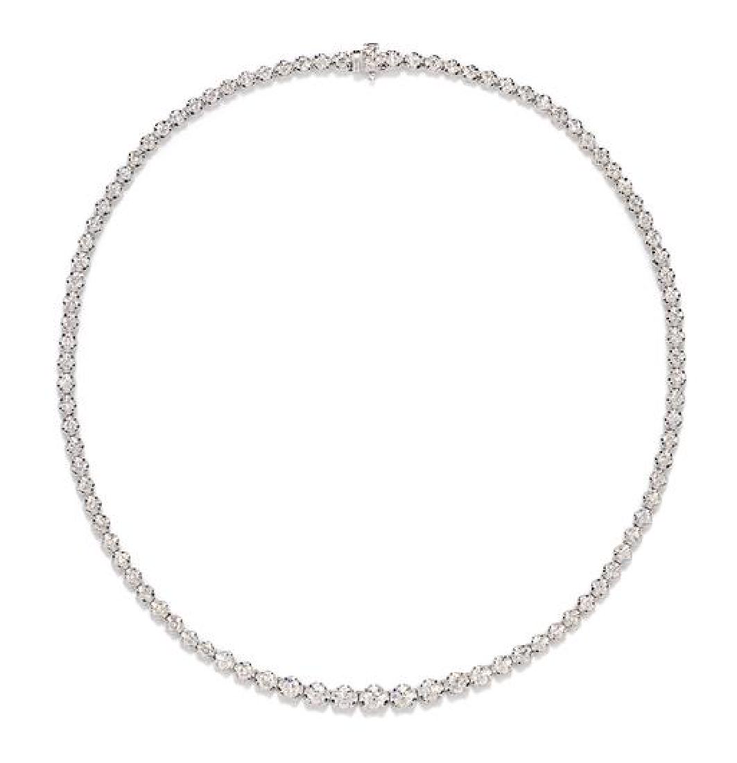 An 18 Karat White Gold and Diamond Riviere Necklace, (1 of 1)
