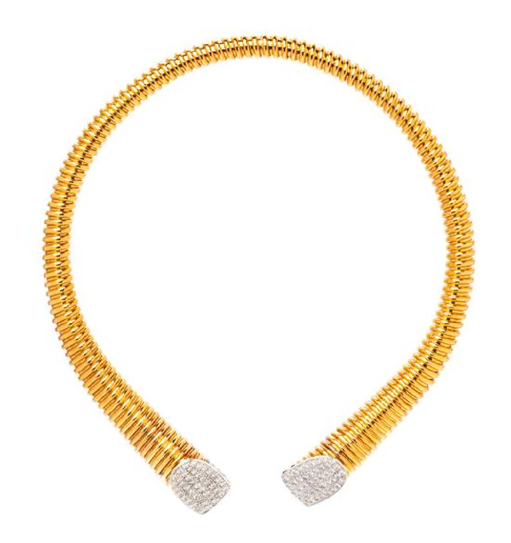 An 18 Karat Bicolor Gold and Diamond Tubogas Collar (1 of 1)