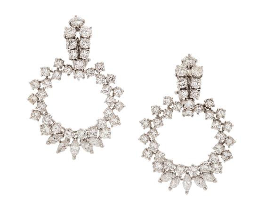 A Pair of Platinum and Diamond Earclips, 11.00 dwts. (1 of 1)