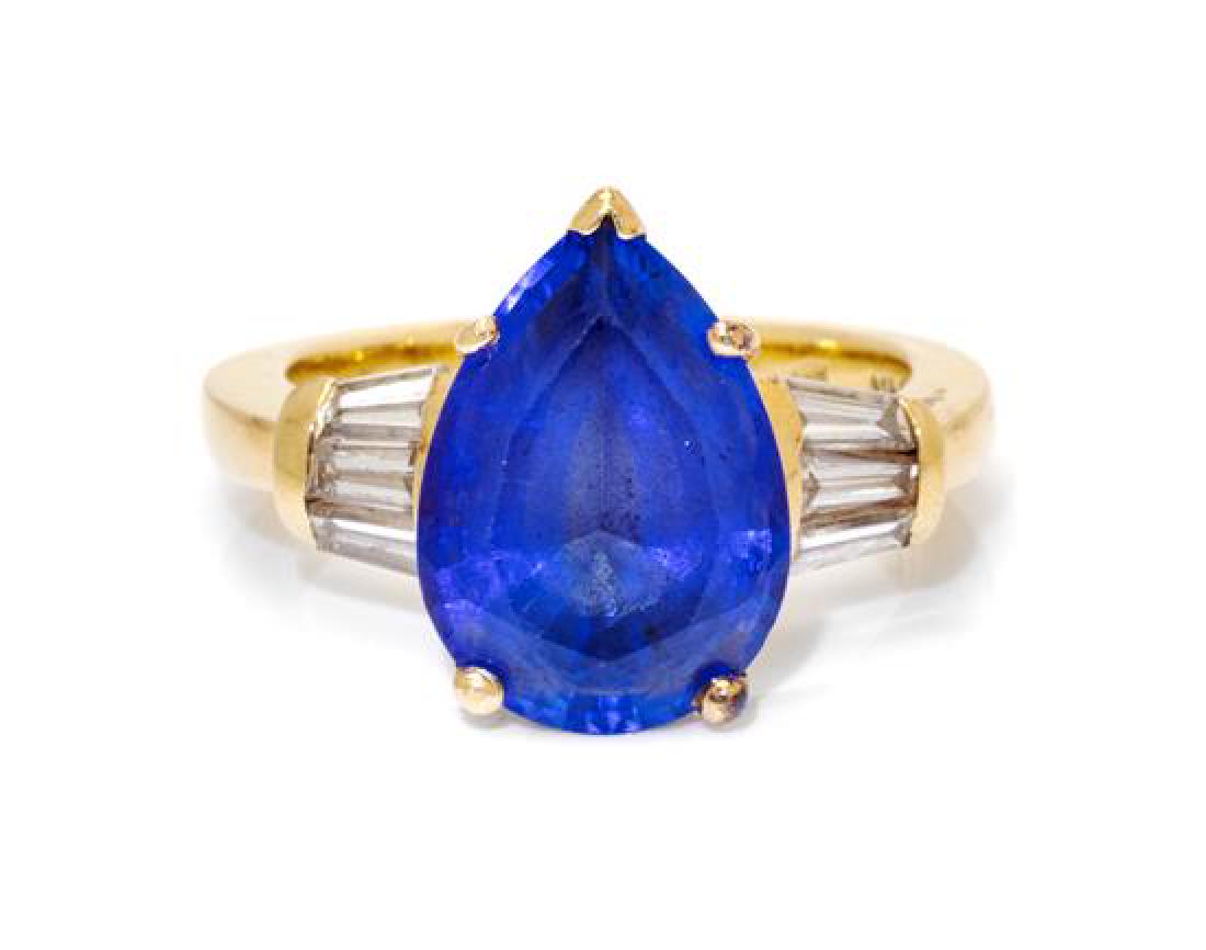 A 14 Karat Yellow Gold, Tanzanite and Diamond Ring, (1 of 1)