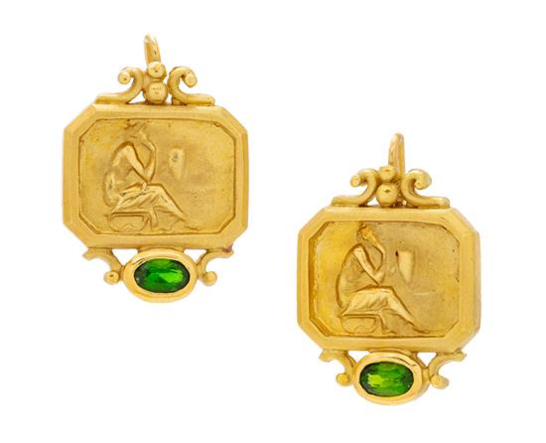 A Pair of 18 Karat Yellow Gold and Green Tourmaline (1 of 1)