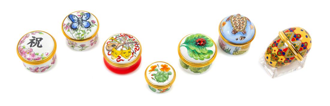 * A Group of Six Halcyon Days Enameled Porcelain Boxes (1 of 2)