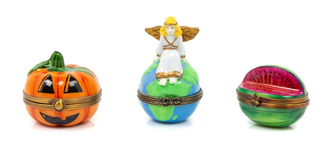 * A Group of Two Limoges Porcelain Boxes Height of (1 of 2)