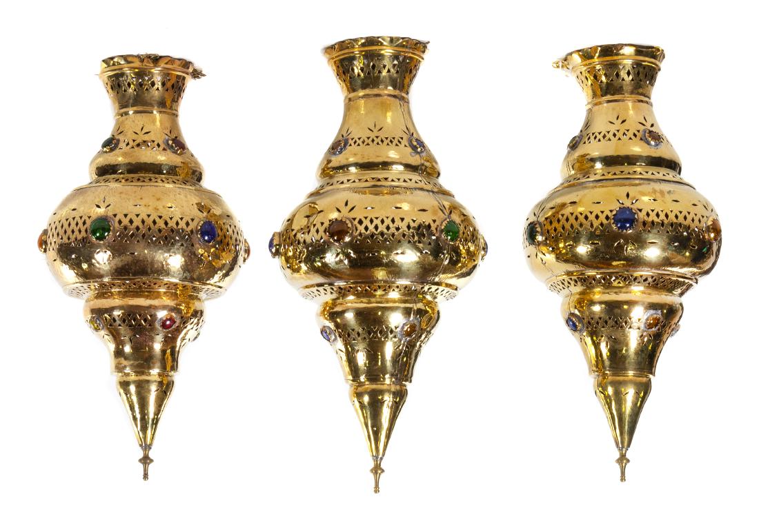 Three Moroccan Brass Fixtures Height 20 inches. (1 of 1)