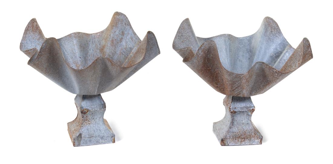 Two Cast Metal Shell Form Garden Ornaments Height 15 x (1 of 1)