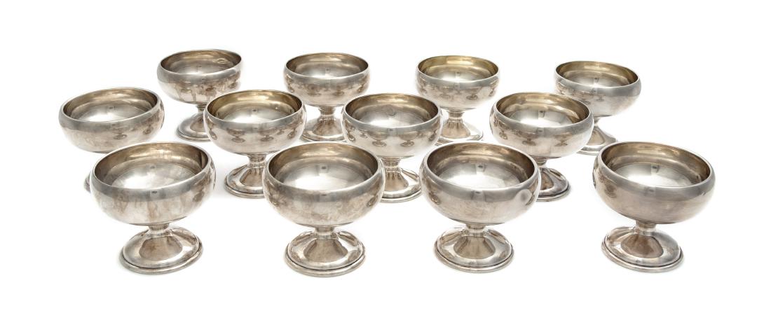 A Set of Twelve American Silver Dessert Cups, 20th (1 of 2)
