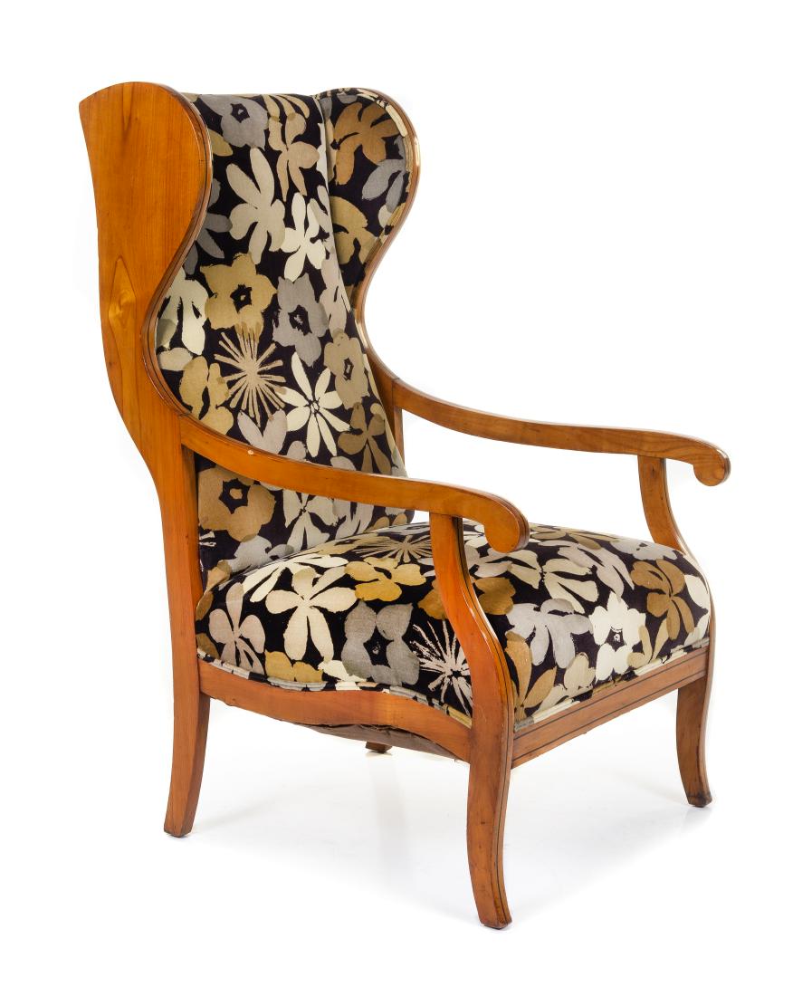 A Biedermeier Fruitwood Wingback Chair Height 44 (1 of 1)