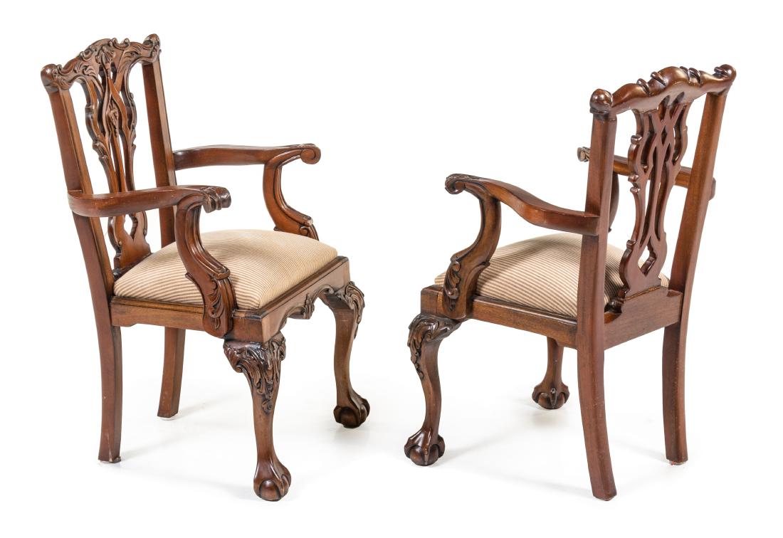 A Pair of Chippendale Style Walnut Child's Armchairs (1 of 1)
