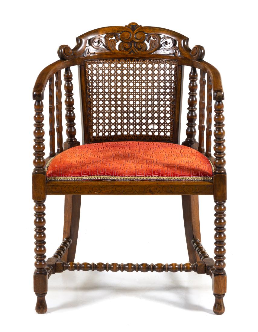A Victorian Walnut Open Armchair Height 30 inches. (1 of 1)