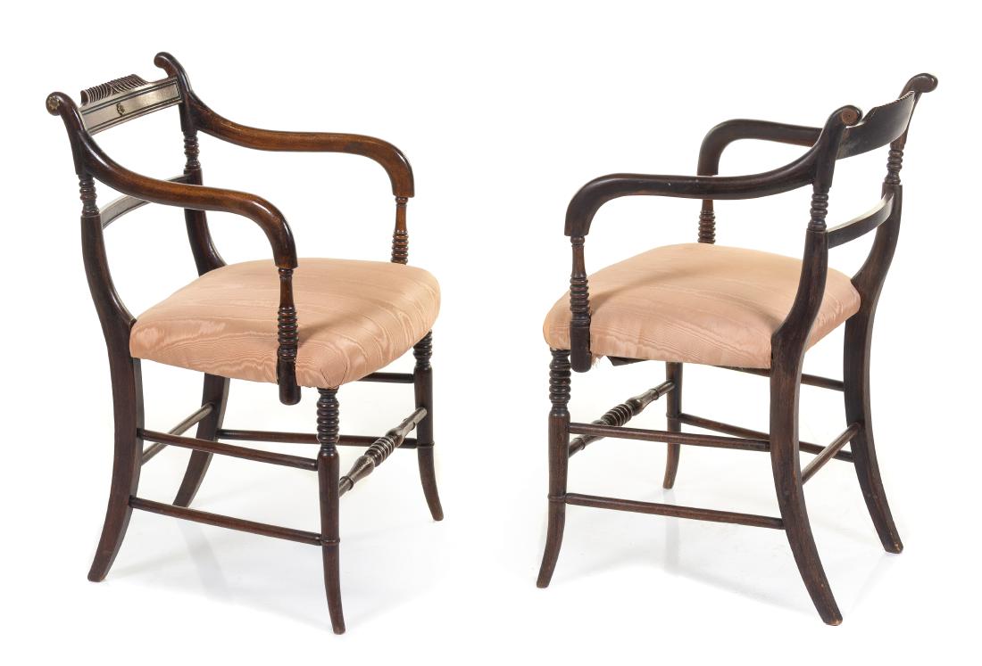 A Pair of Regency Style Open Armchairs Height 32 (1 of 1)
