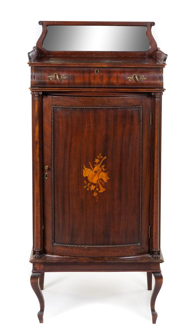 An Edwardian Style Cabinet Height 50 1/2 x width 22 1/2: An Edwardian Style Cabinet Height 50 1/2 x width 22 1/2 x depth 16 1/2 inches. Estimate $300-500