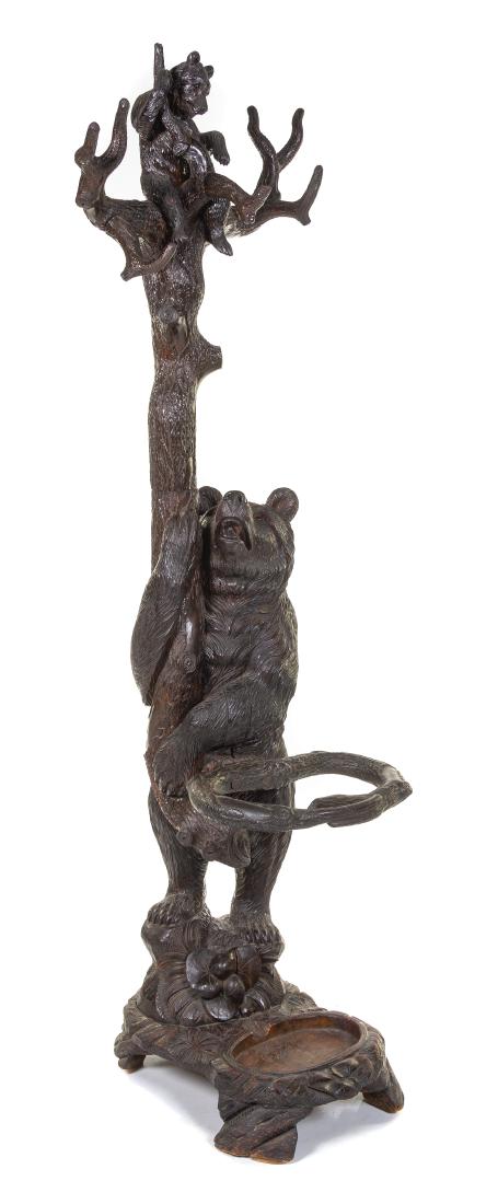 A Black Forest Carved Hall Tree Height 75 inches. (1 of 1)