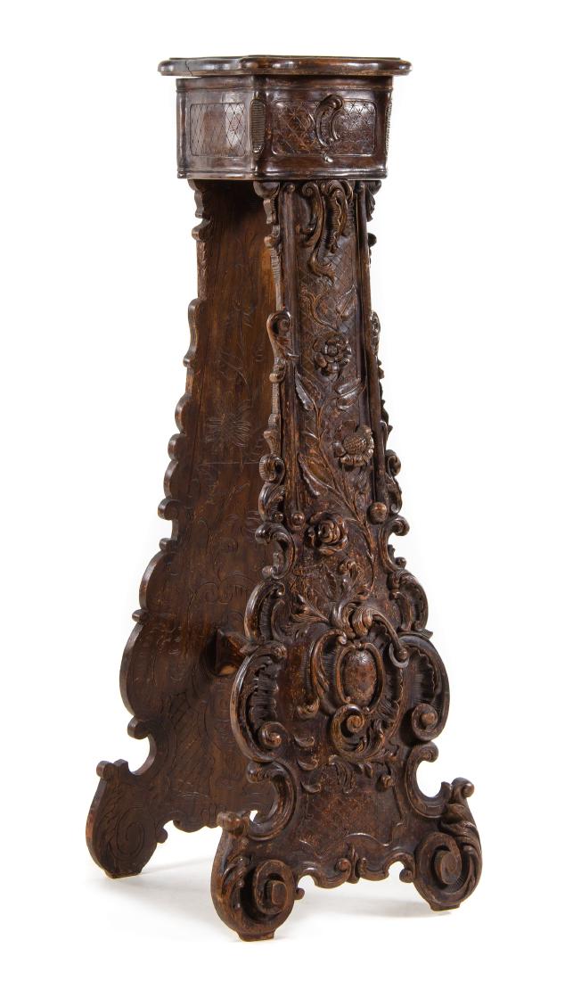 A Continental Carved Oak Pedestal Height 53 x width 12 (1 of 1)
