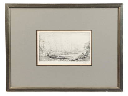 * Alphonse Legros, (French, 1837-1911), De part pour la: * Alphonse Legros (French, 1837-1911) De part pour la peche etching signed in pencil (lower right) 5 x 8 3/4 inches. Estimate $80-120 Property from The Estate of Robert Geppert, Wilmette, Illinois