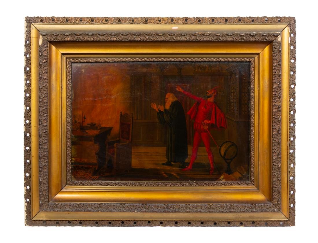 * Artist Unknown, (Likely 19th century), The Opera: * Artist Unknown (Likely 19th century) The Opera Faust oleograph 20 x 30 inches. Estimate $100-200 Property from the Estate of Peter and Caroline Kondos, Milwaukee, Wisconsin