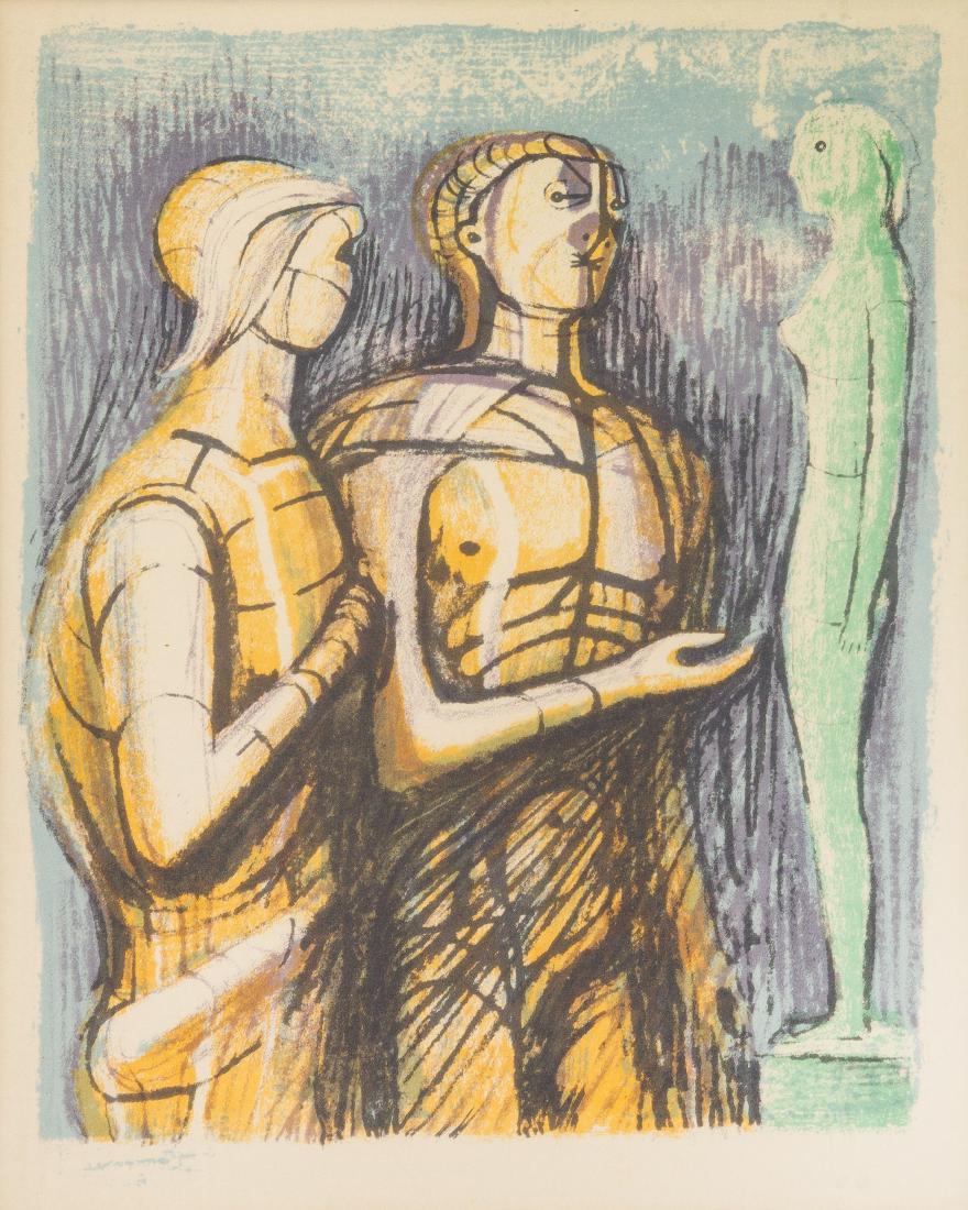 * Henry Moore, (English, 1898-1986), Goethe's: * Henry Moore (English, 1898-1986) Goethe's Prometheus: Minerva, Prometheus and Pandora, 1951 lithograph 12 1/4 x 9 1/4 inches. Estimate $200-400 Property from the Estate of William Lipton, New York,