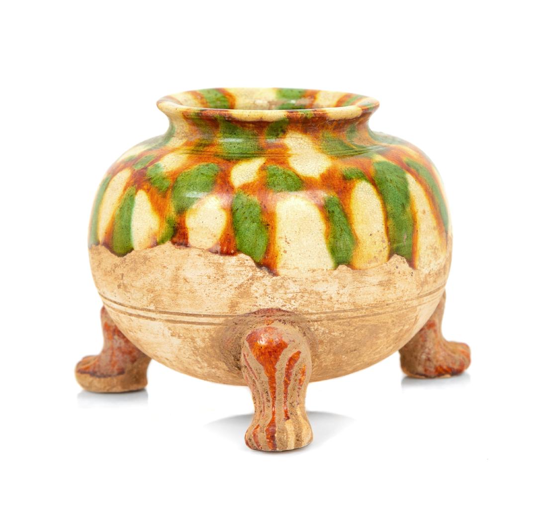 A Sancai Glazed Censer Height 3 1/4 inches.: A Sancai Glazed Censer Height 3 1/4 inches. Estimate $100-200