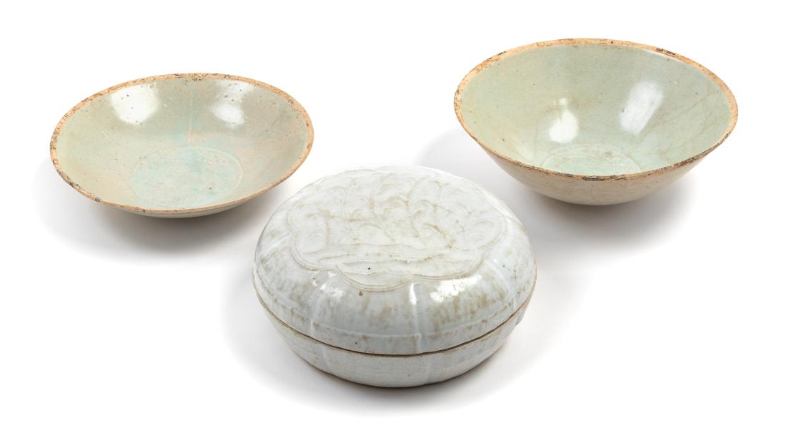 * Three Chinese Qingbai Glazed Porcelain Articles (1 of 2)