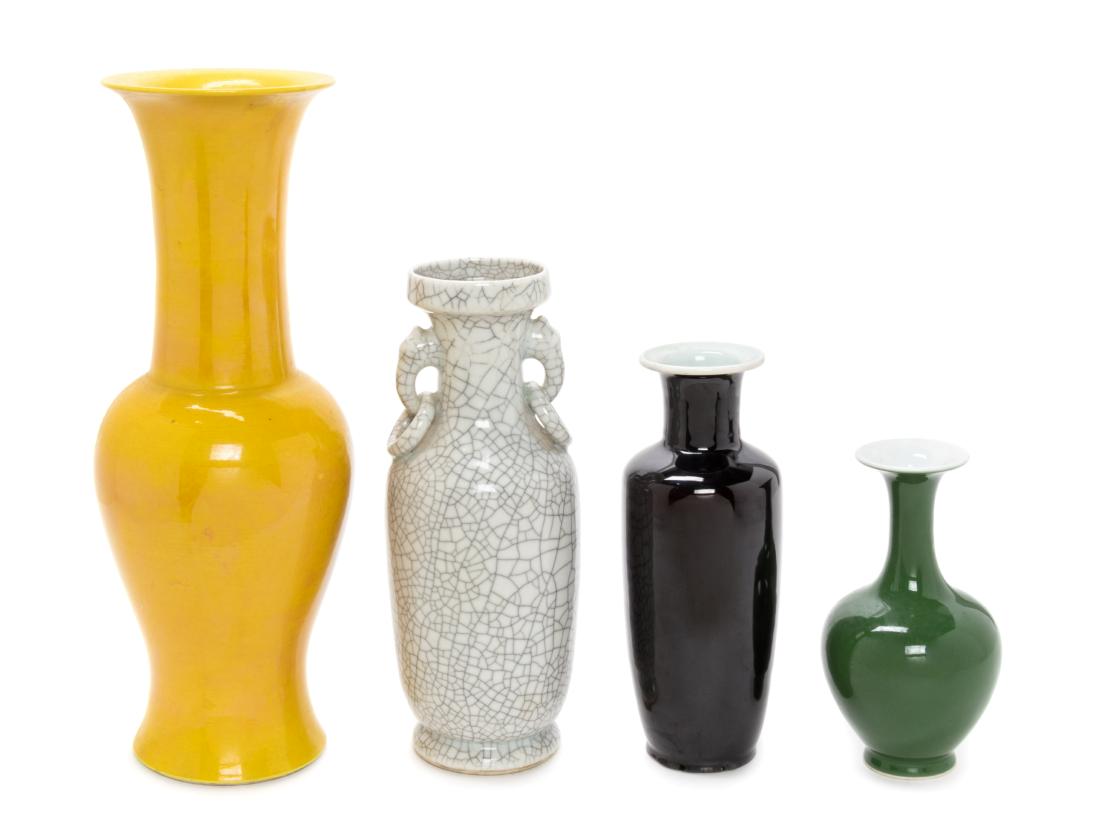 Four Chinese Monochrome Glazed Porcelain Vases Height (1 of 1)
