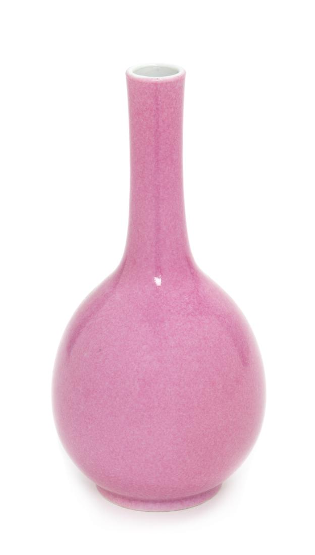 A Chinese Pink Glazed Porcelain Bottle Vase Height 7 (1 of 2)