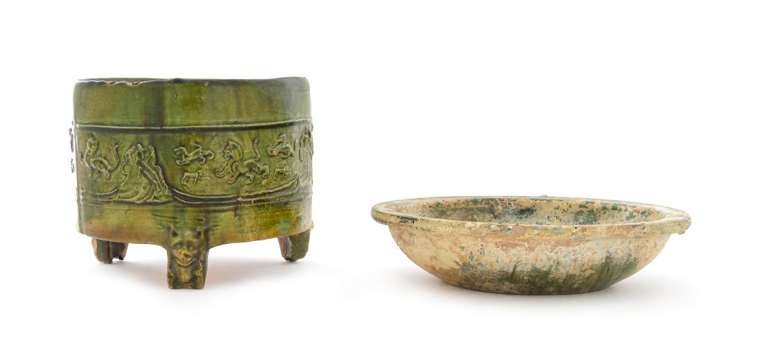 * Two Chinese Green Glazed Pottery Vessels Diameter of (1 of 1)