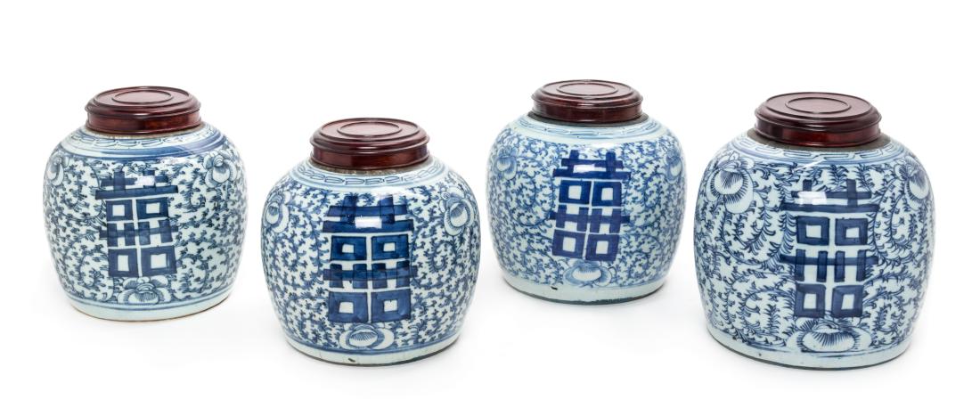 Four Chinese Blue and White Porcelain Ginger Jars (1 of 2)