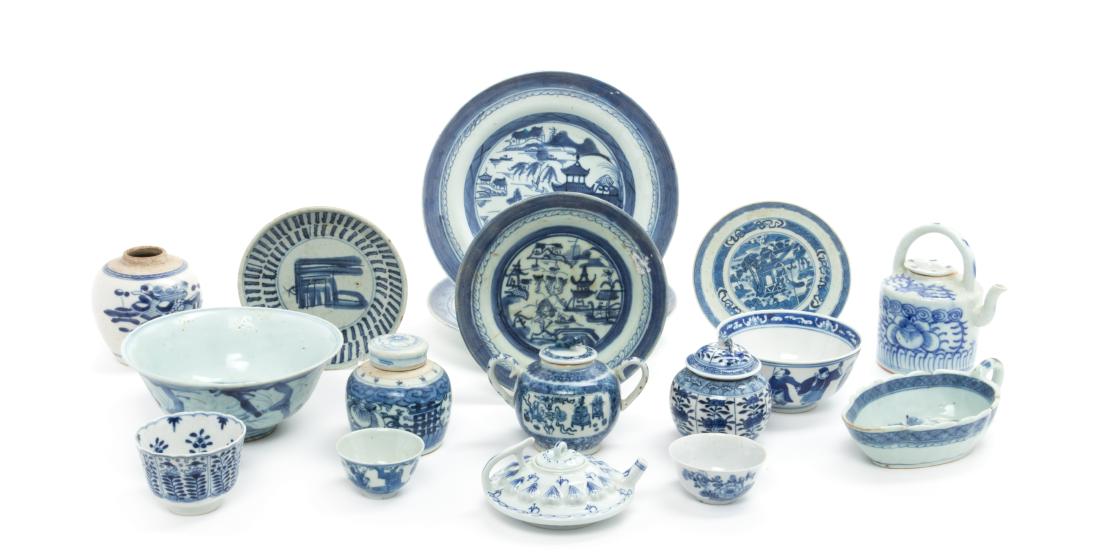 Seventeen Chinese Blue and White Porcelain Wares (1 of 1)