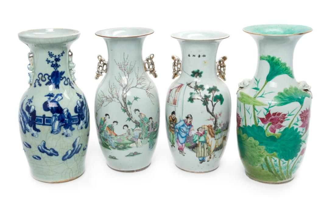 Four Chinese Porcelain Vases Height of tallest 17 1/2 (1 of 2)