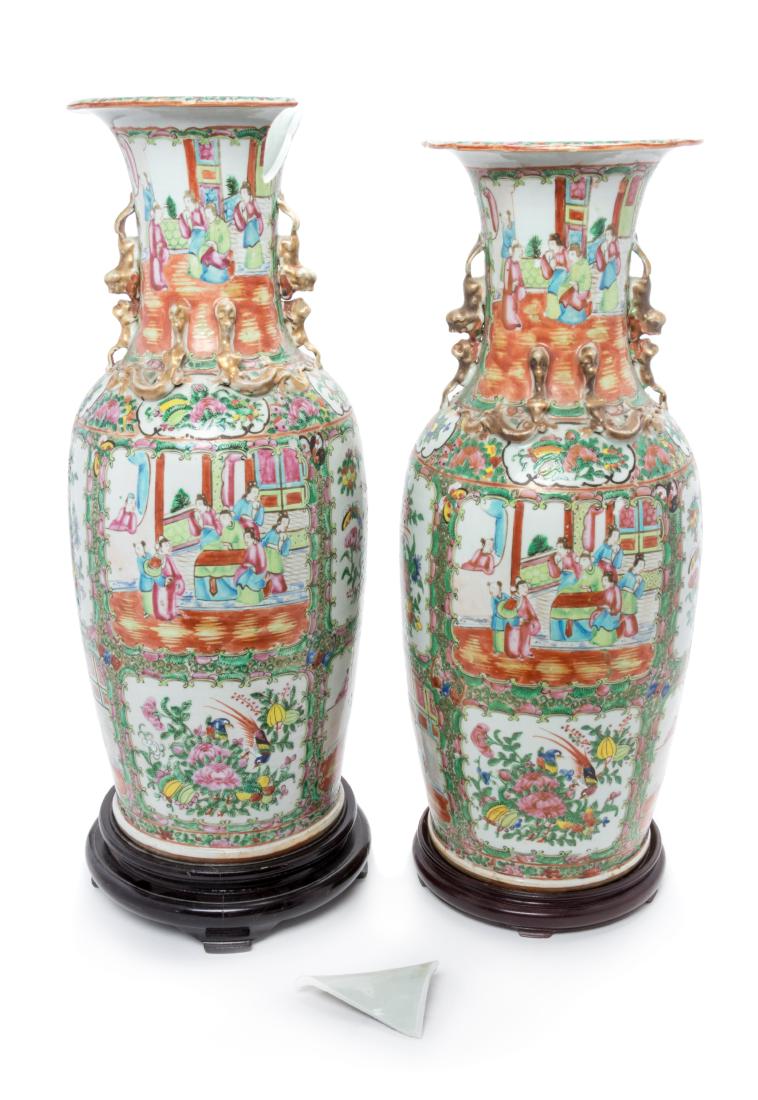 * Two Chinese Famille Rose Porcelain Vases Height 24 (1 of 1)