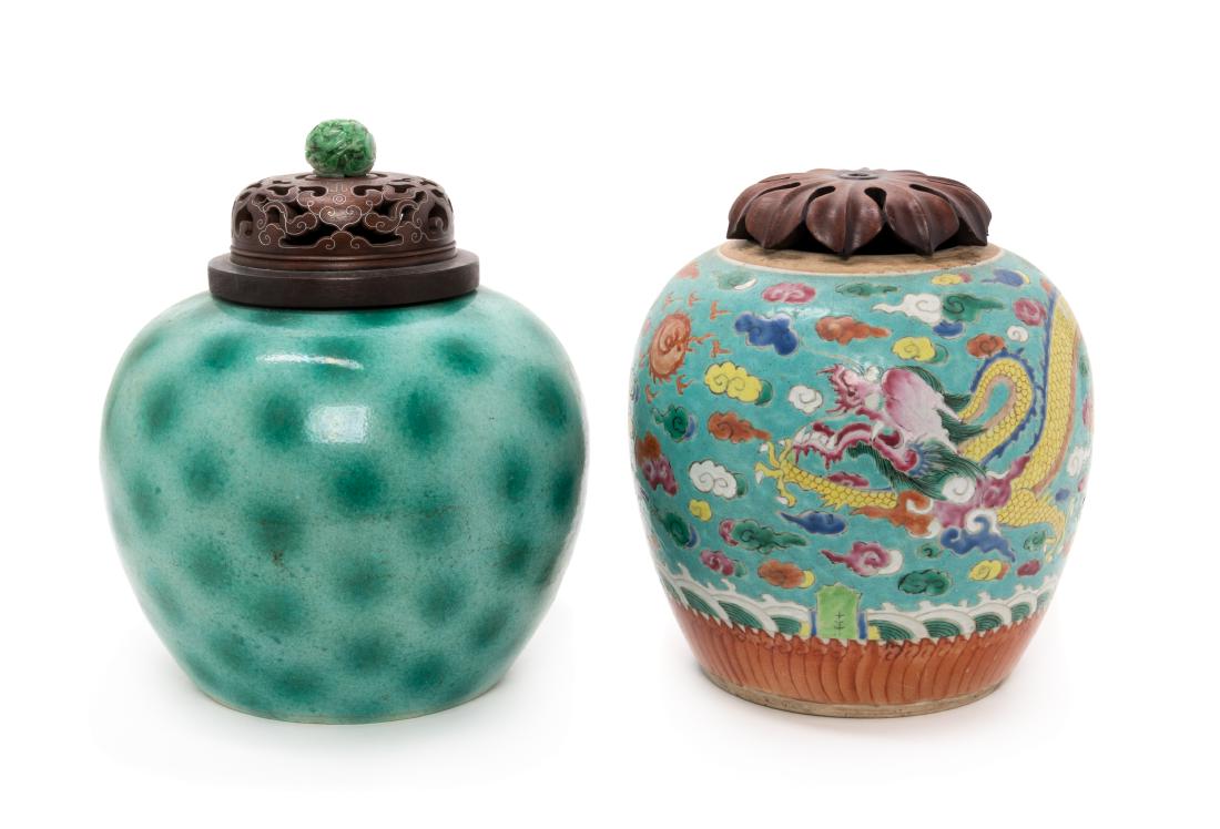Two Chinese Porcelain Ginger Jars Height of taller 10 (1 of 1)