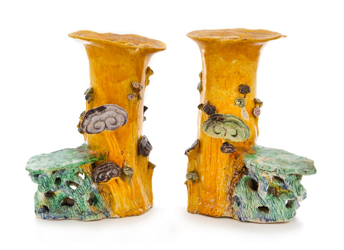 A Pair of Chinese Green, Yellow and Purple Glazed (1 of 1)