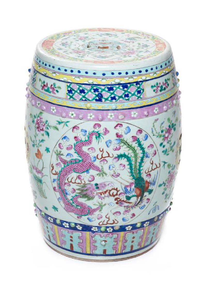 * A Chinese Famille Rose Porcelain Garden Stool Height (1 of 1)