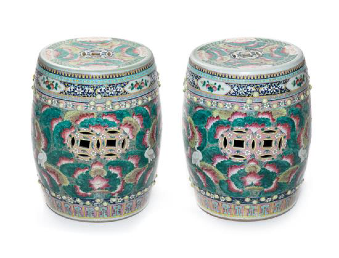 * A Pair of Chinese Famille Rose Porcelain Garden (1 of 1)