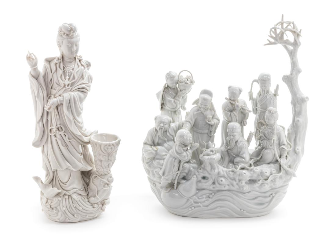 * Two Chinese Blanc-de-Chine Figures of Immortals (1 of 1)