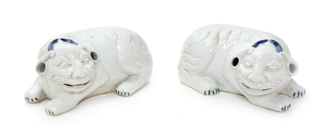 A Pair of Chinese White Glazed Porcelain Mythical (1 of 2)