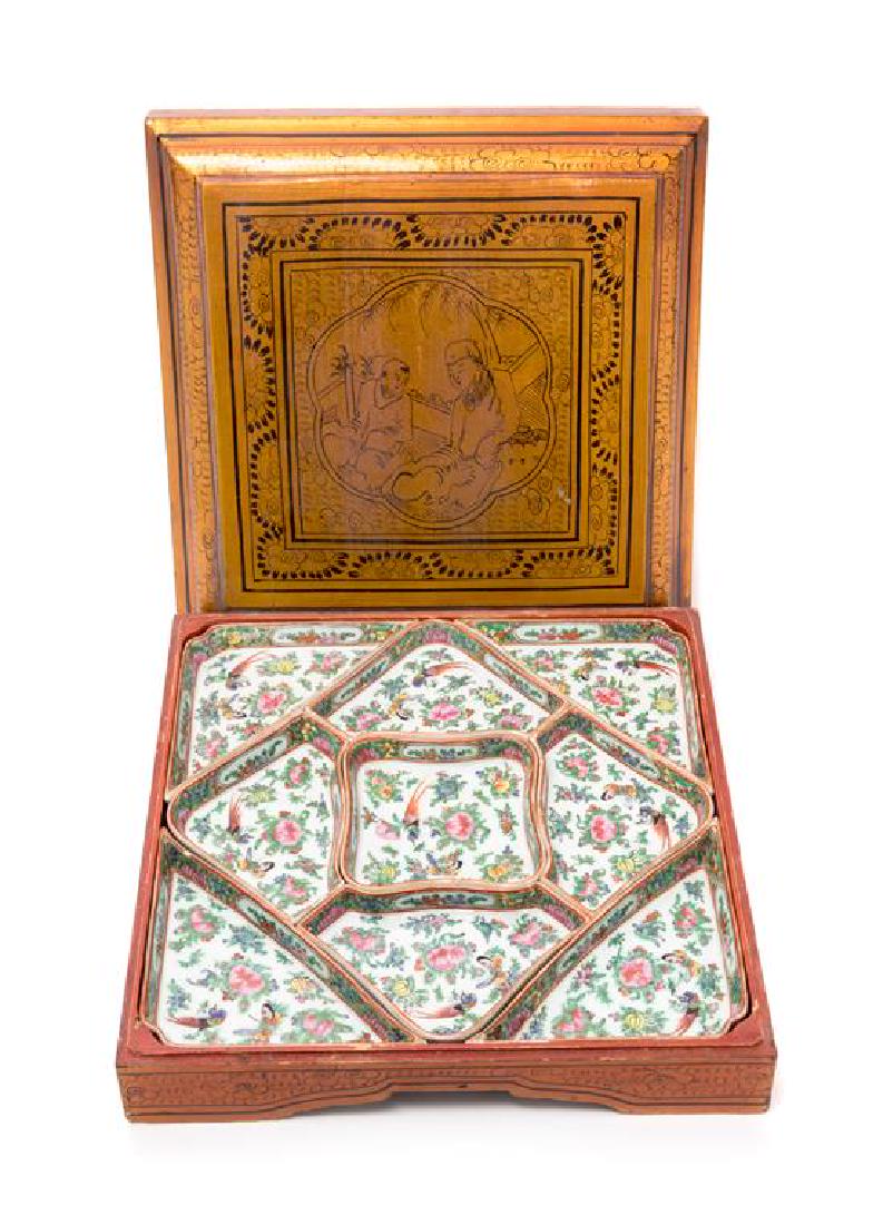 A Set of Nine Chinese Export Rose Canton Porcelain (1 of 1)