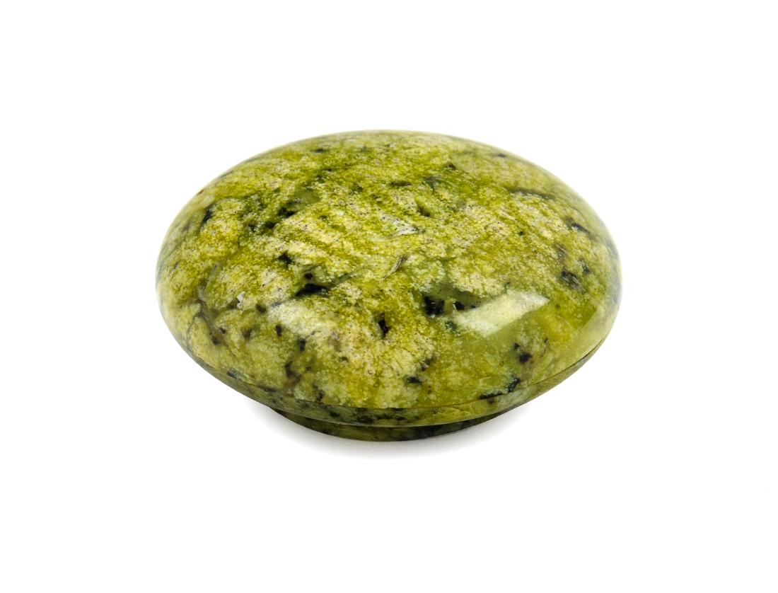 * A Chinese Green Hardstone Covered Box Diameter 2 1/2 (1 of 1)
