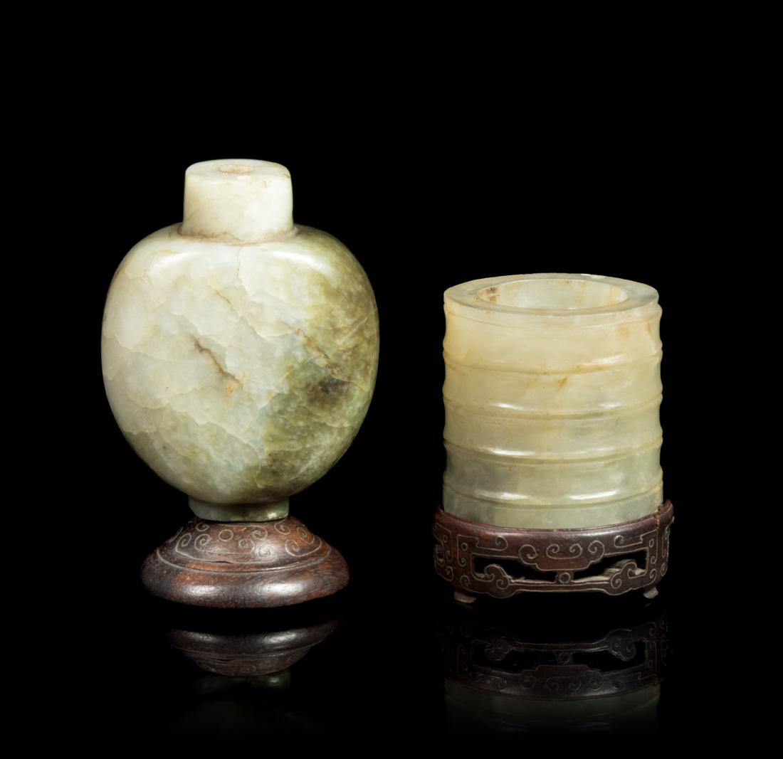 * Two Chinese Celadon Jade Articles Height of larger 2 (1 of 1)